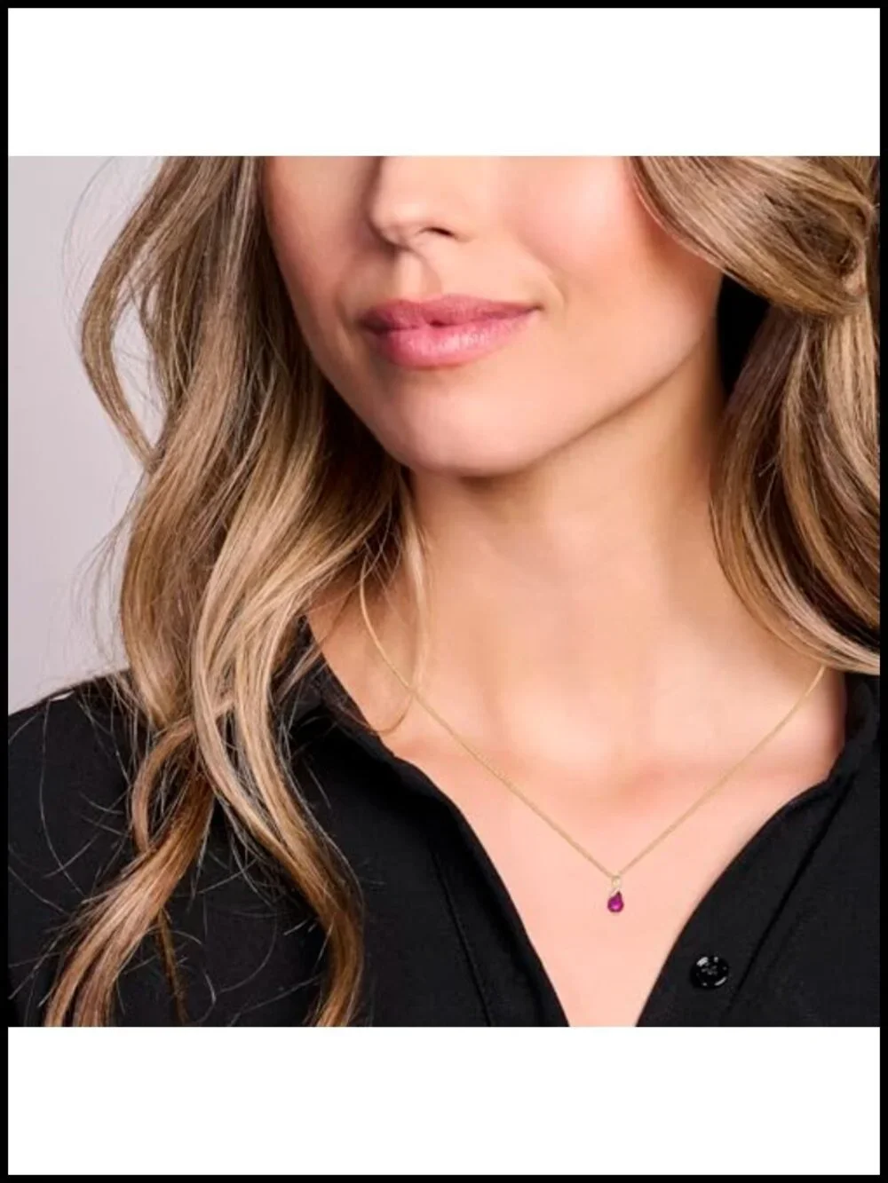 14k Yellow Gold Ruby Pendant Necklace, 18k Gold Plated 925 Sterling Silver